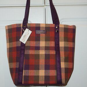 NWT Longaberger Multi Colored Check Pattern Small Purse Tote